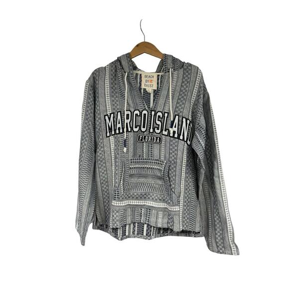 Beach By Exist Tops - Beach By Exist Marco Island Florida Rasta Beach Black White Hoodie Beach Size XL